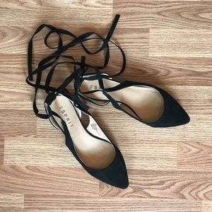 Esprit Pointed Toe Ballet Flats, with Ties
